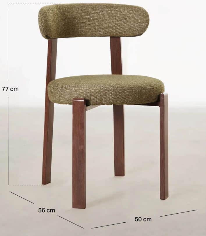 A modern chair with a wooden frame and upholstered seat and backrest. The frame consists of four leg… — free GLTF 3D model