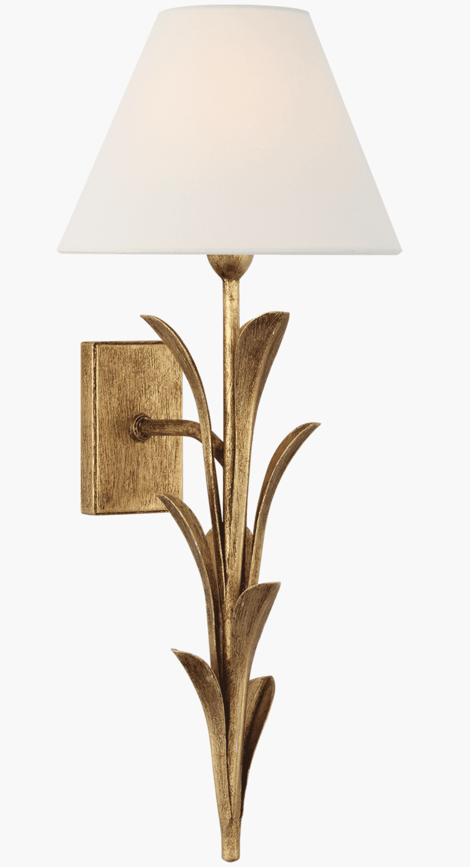 A wall-mounted sconce with a conical, off-white fabric lampshade. The fixture supporting the lampsha… — 3D model