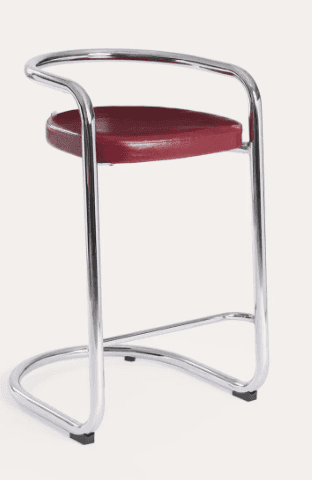 A modernist bar stool featuring a continuous chrome-plated tubular steel frame that forms the legs,… — 3D model