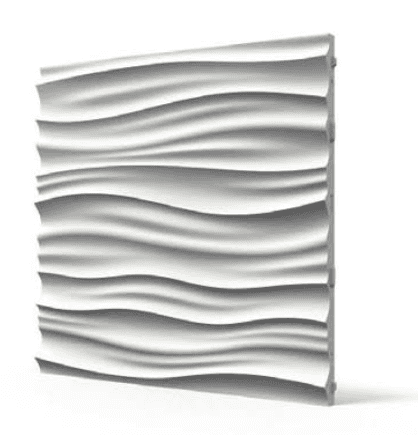 A single square-shaped decorative wall panel featuring a three-dimensional wavy or ripple pattern ac… — free GLB 3D model