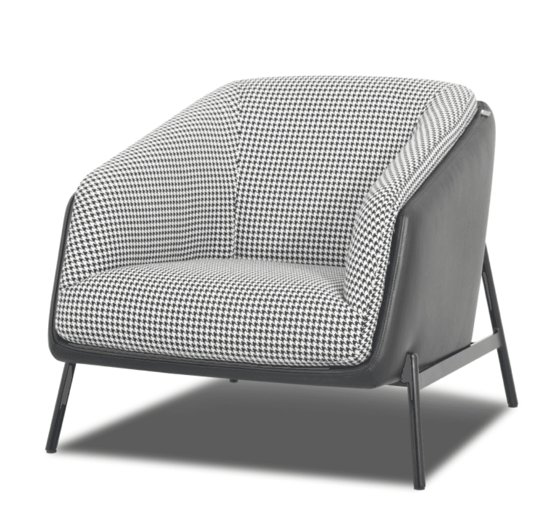 A contemporary lounge chair featuring a distinctive barrel-back design. The interior upholstery show… — free OBJ 3D model