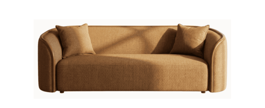 A modern, asymmetrical sofa or daybed upholstered in a textured beige fabric, featuring a continuous… — 3D model