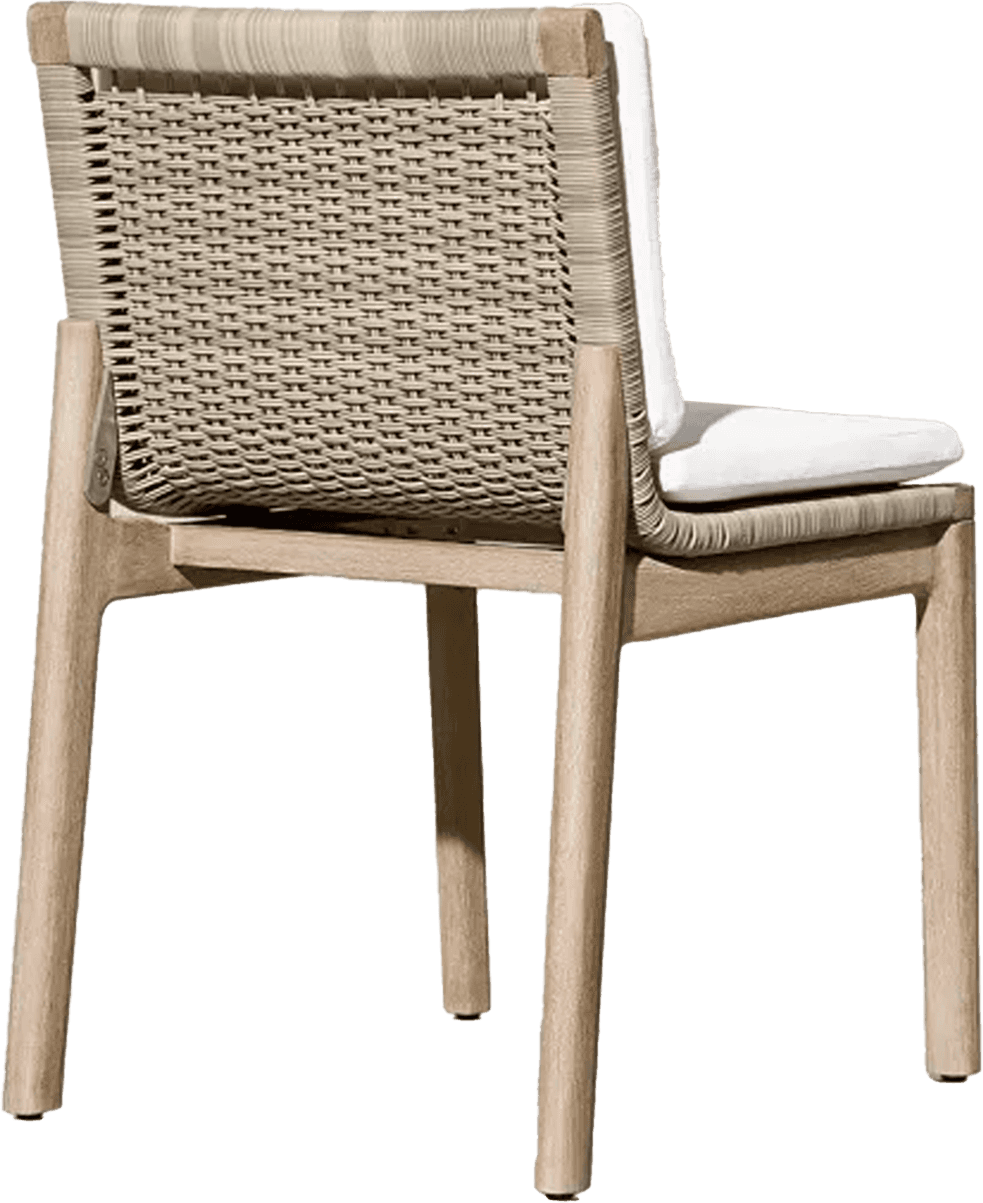 A contemporary dining armchair featuring a light-toned wooden frame, a seat and backrest crafted fro… — 3D model