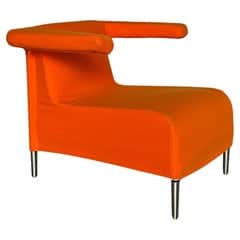 A modern armchair with an asymmetric design. It features a curved seat and back, with one armrest ex… — free OBJ 3D model