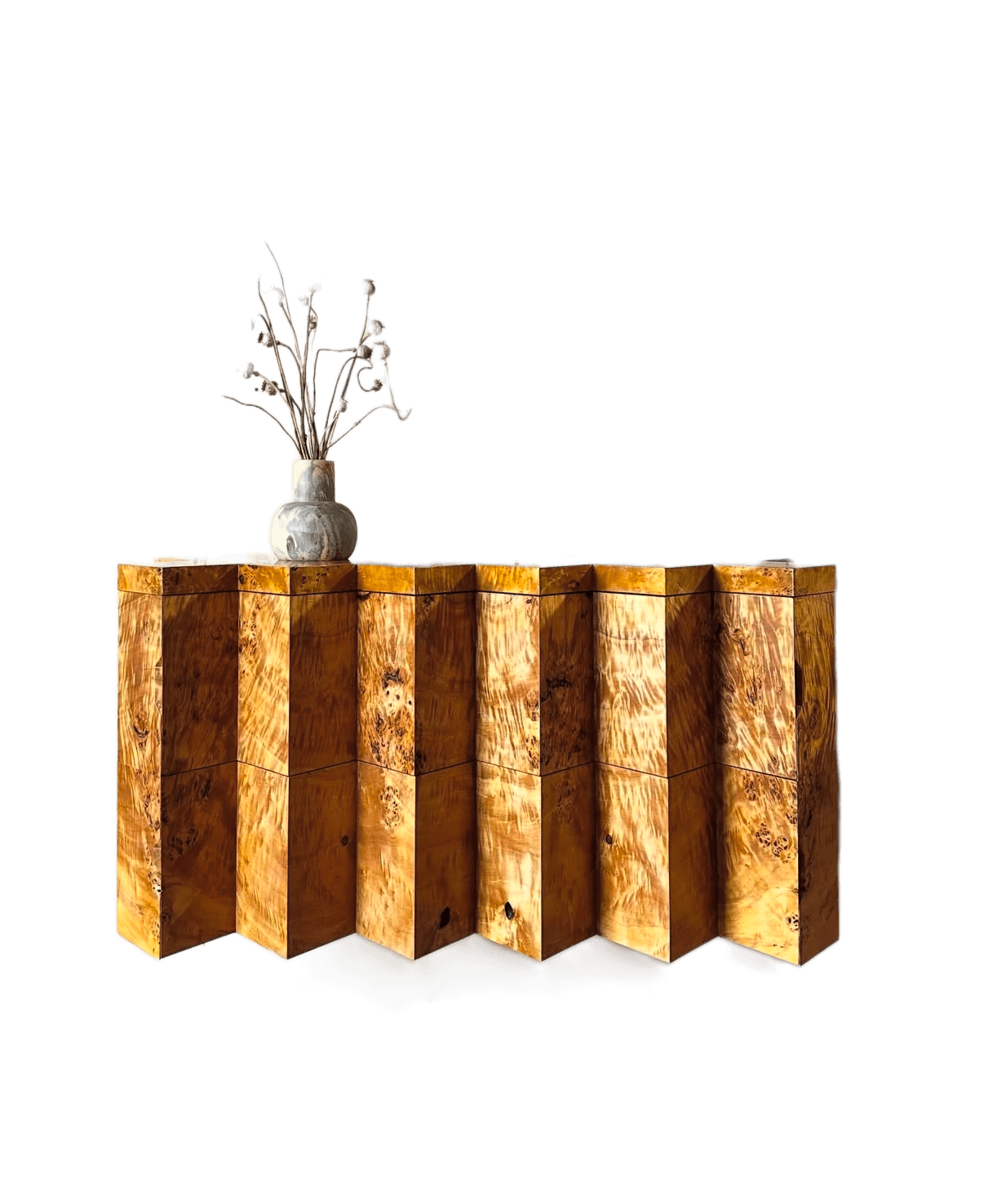 A tiered sideboard with a stepped design, resembling a staircase. It features multiple rectangular s… — free BLEND 3D model