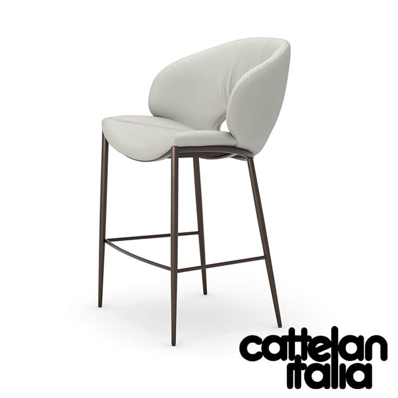 A contemporary bar stool featuring a curved, ergonomically shaped seat and backrest upholstered in l… — free OBJ 3D model