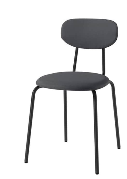 A simple, modern chair with a padded circular seat and a curved, rounded backrest, supported by slen… — free STL 3D model