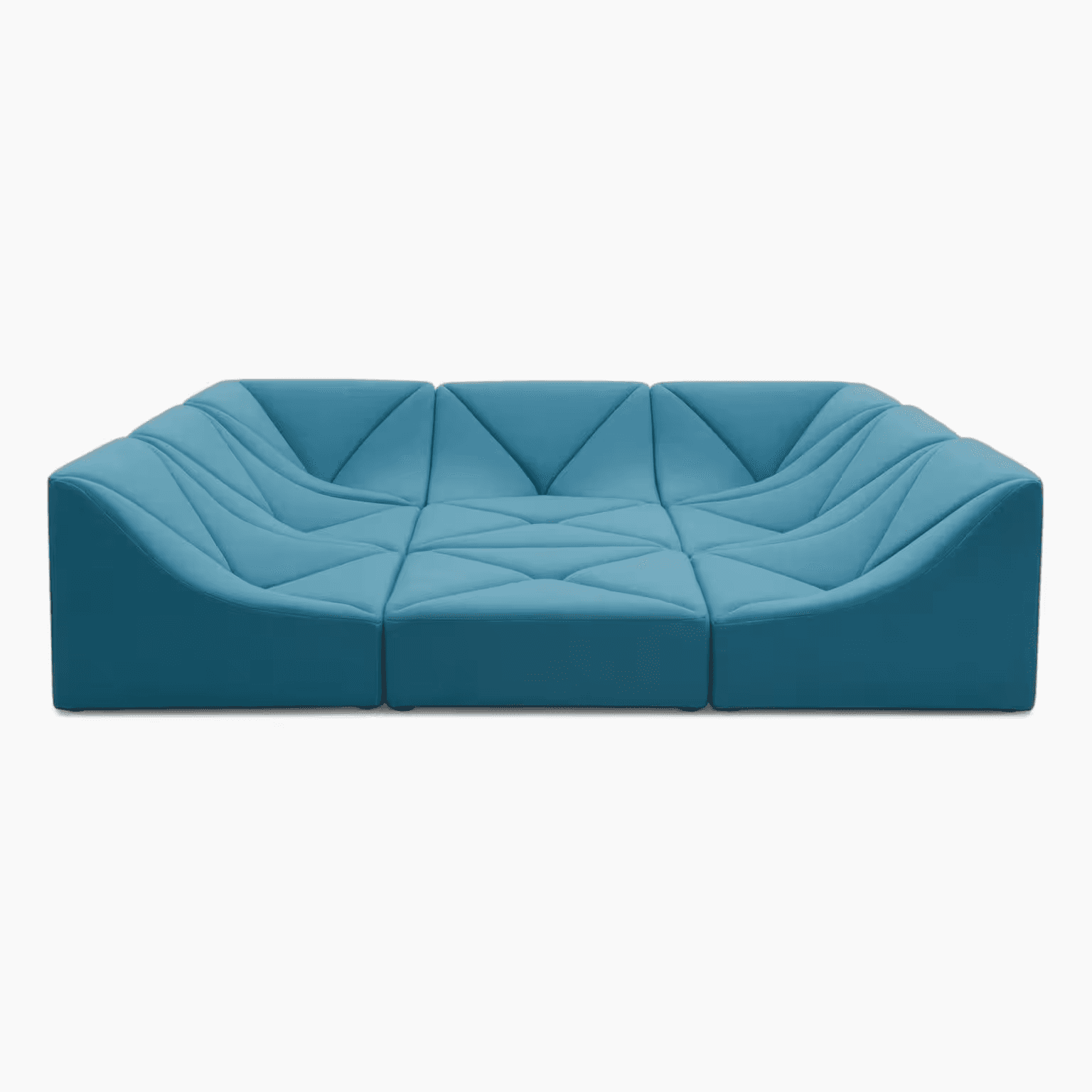 A modular sofa composed of three individual seating units arranged in a straight line. Each unit fea… — free GLTF 3D model