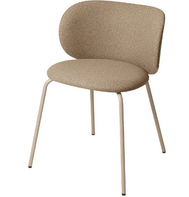 A modern dining chair with a rounded backrest and a cushioned seat, supported by four slender, taper… — 3D model