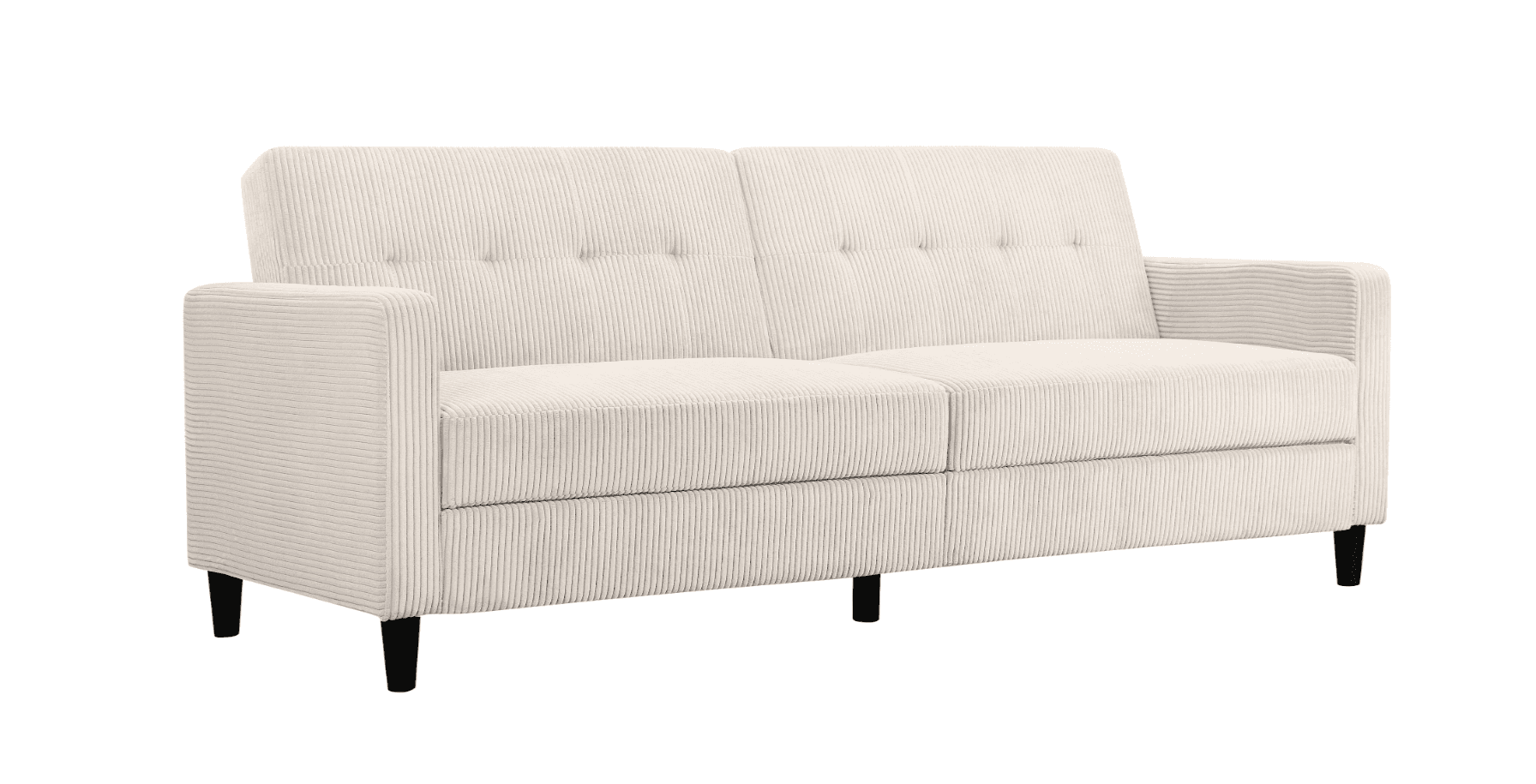 A contemporary two-seater sofa upholstered in a light cream corduroy fabric with button-tufted backr… — free STL 3D model