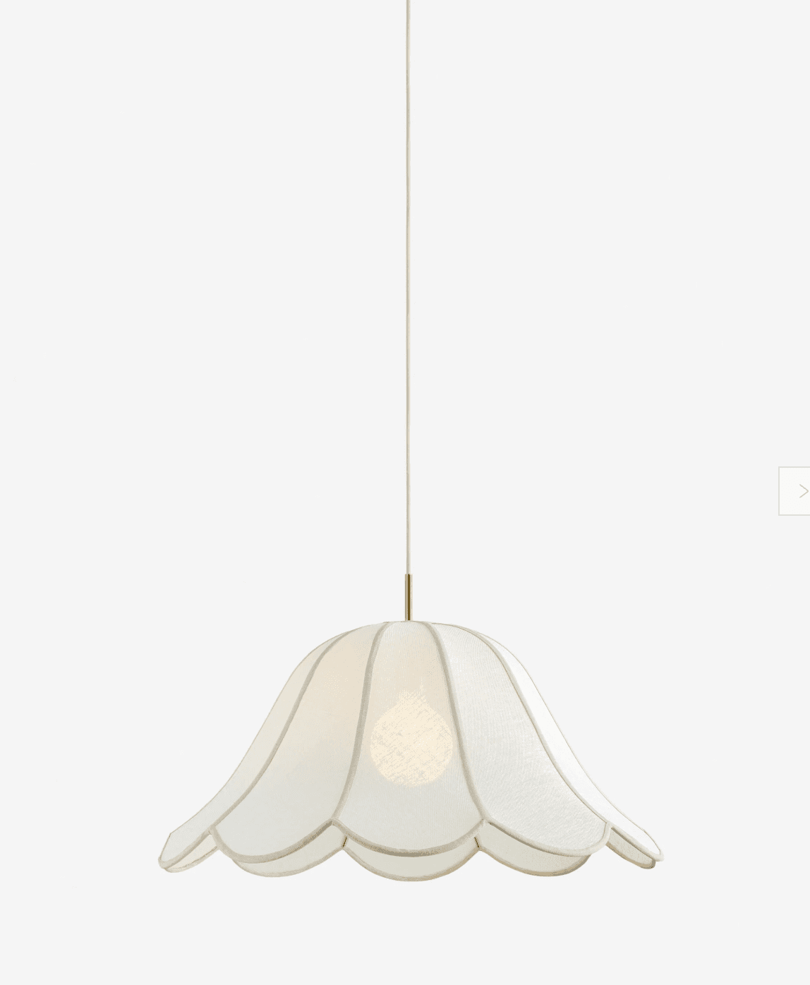 A contemporary pendant light featuring a scalloped, bell-shaped shade crafted from white fabric, sus… — 3D model