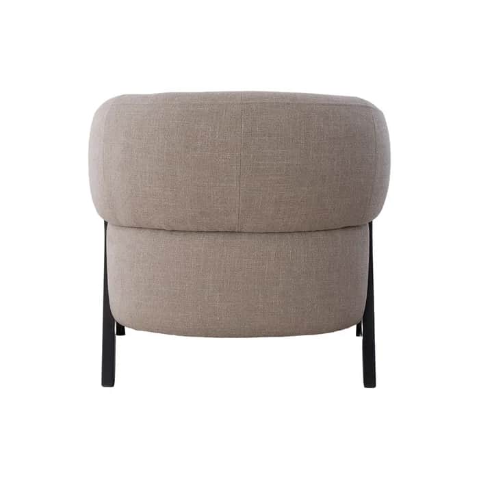 A contemporary lounge chair with a distinctive rounded, barrel-like back and seat, fully upholstered… — 3D model