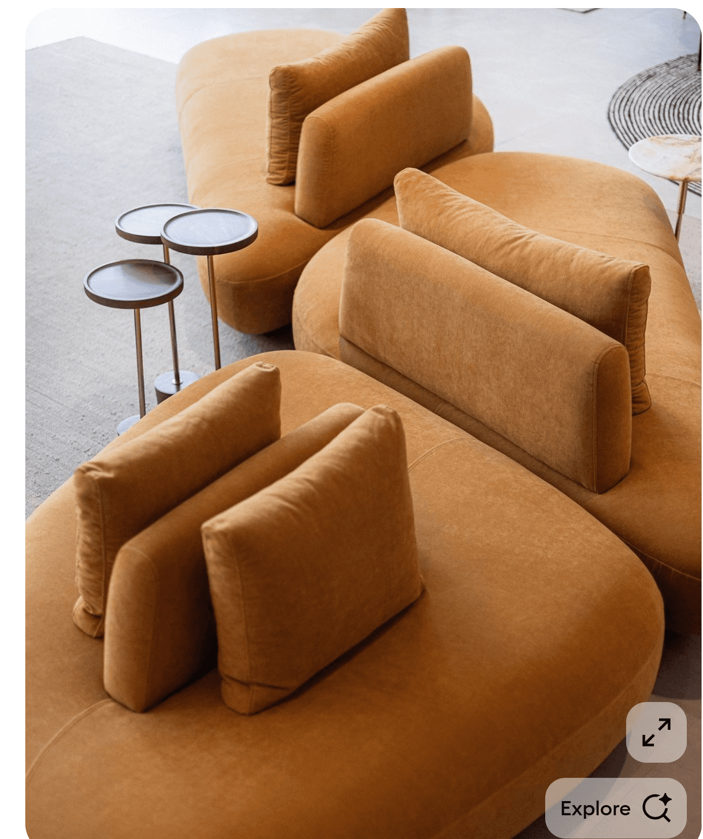 A modular sofa composed of organically shaped seating units arranged in an S-curve configuration. Ea… — free OBJ 3D model