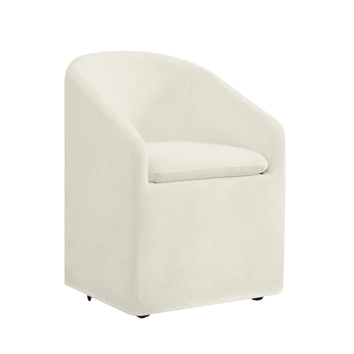 A contemporary upholstered barrel armchair featuring a cohesive, monolithic form. The chair has a ro… — 3D model