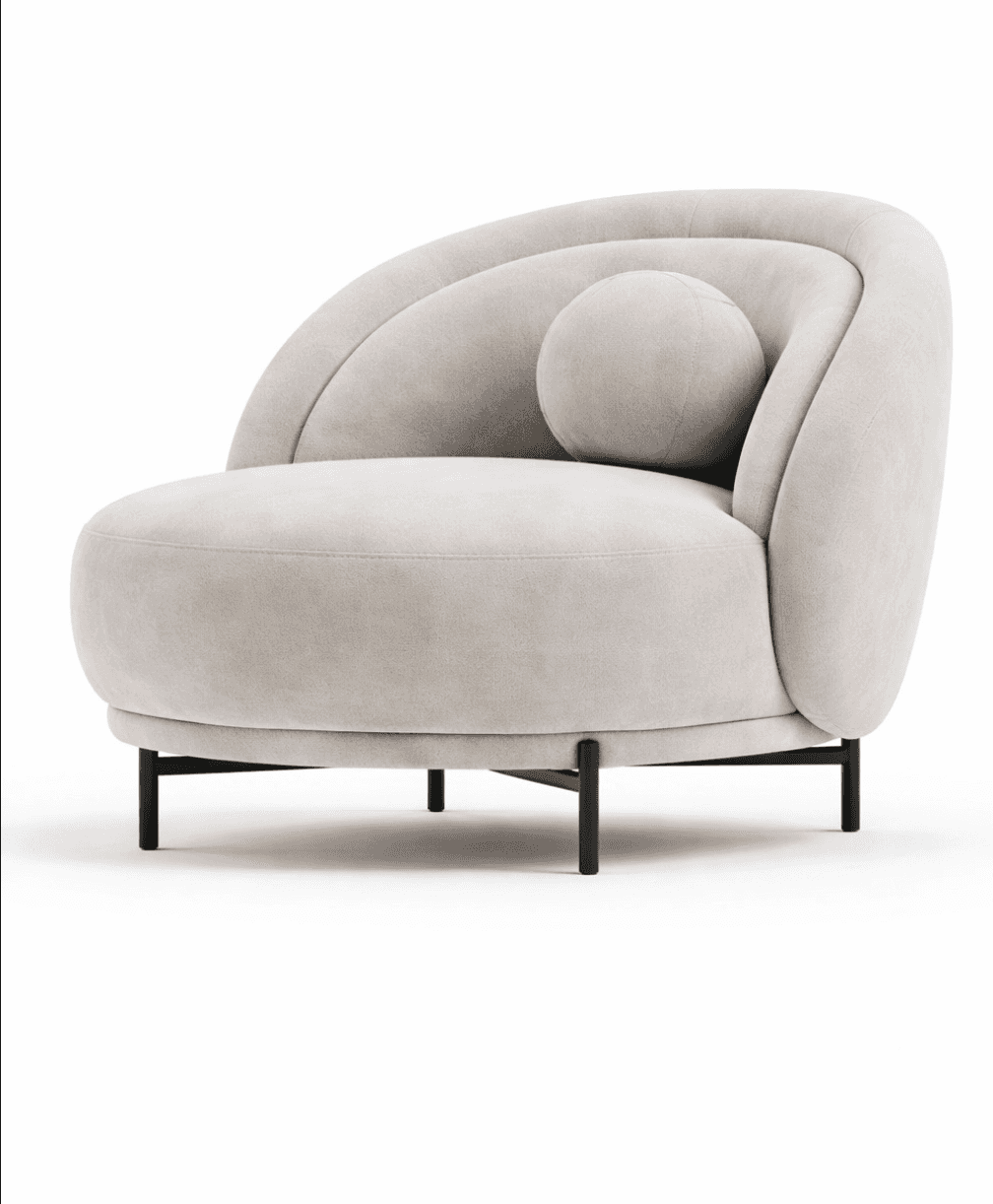 A contemporary armchair with a rounded, organic silhouette. The chair features a deep, plush seat, a… — free OBJ 3D model