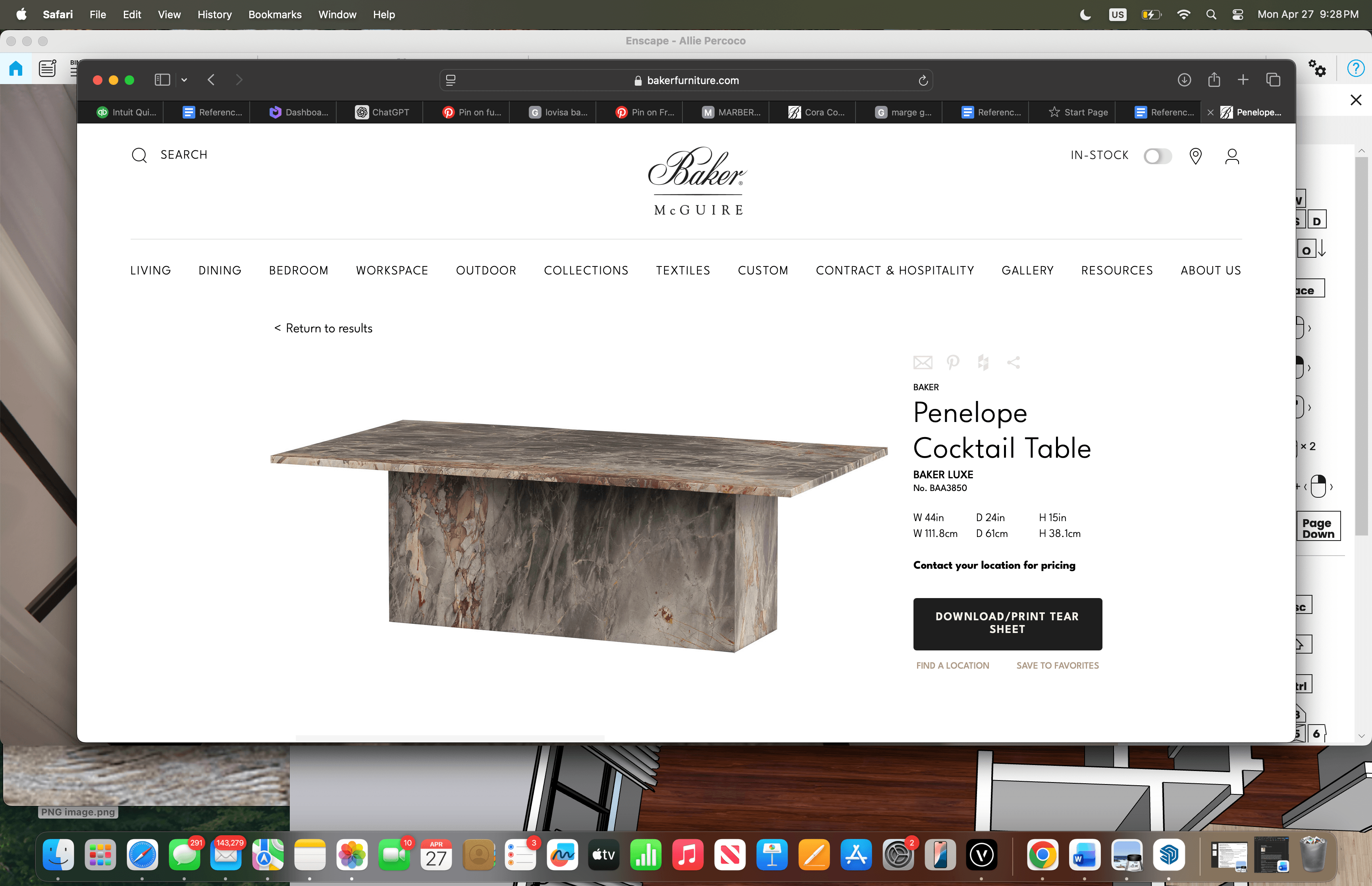 A rectangular coffee table with a monolithic pedestal base. The tabletop and base are constructed from marble with a visually striking veined pattern. — 3D model