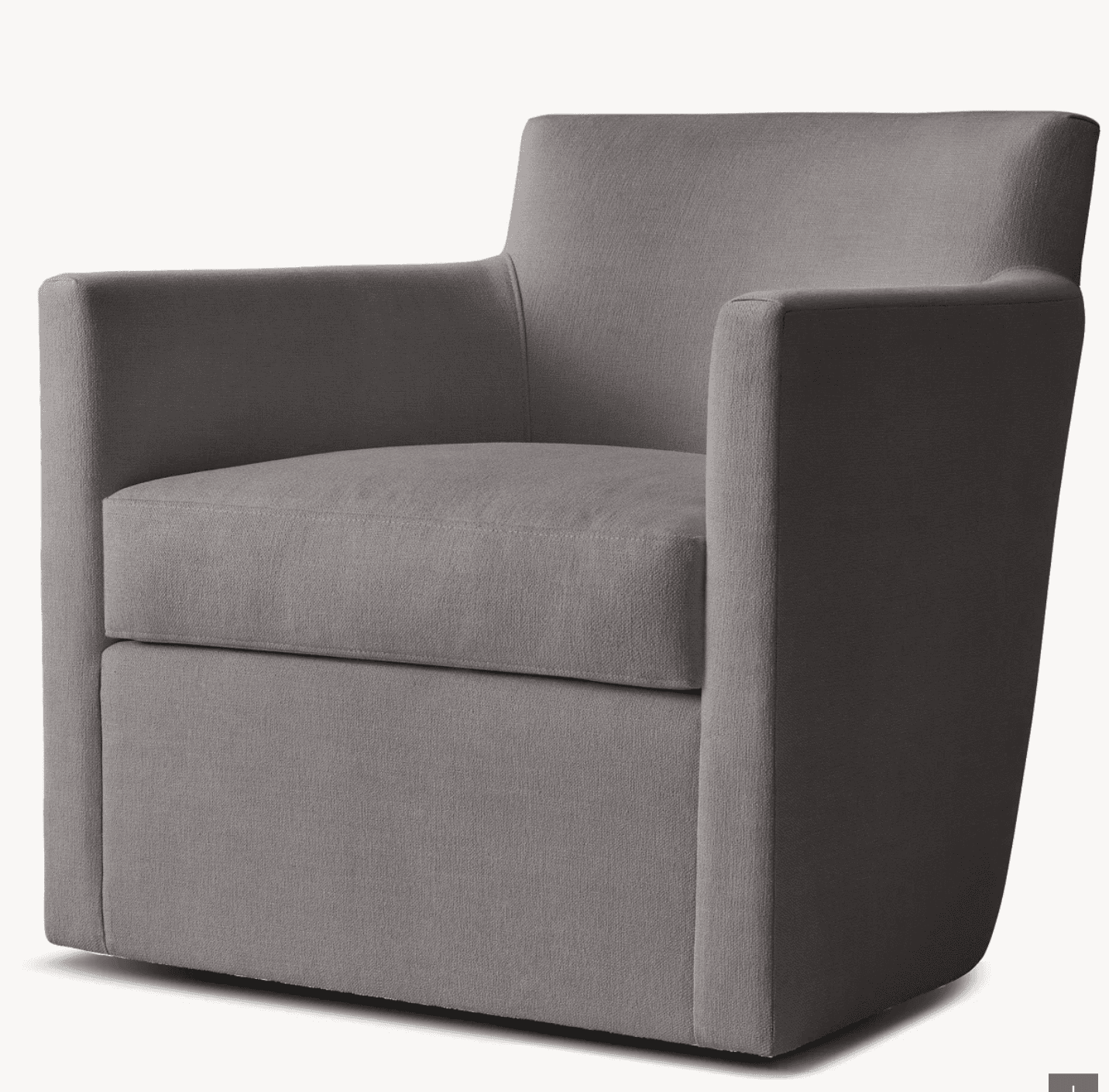 A contemporary upholstered armchair with a square seat, straight arms, and a supportive backrest. The chair appears to have a swivel base, indicated by the continuous curved line of the lower section where a base would typically be located. The fabric has a visible texture. — 3D model