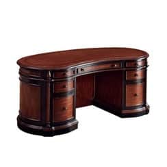 A large, executive-style desk with a kidney-shaped top. It features multiple drawers integrated into… — 3D model