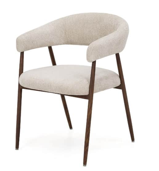 A contemporary upholstered armchair featuring a curved backrest and integrated armrests, set on a da… — free OBJ 3D model