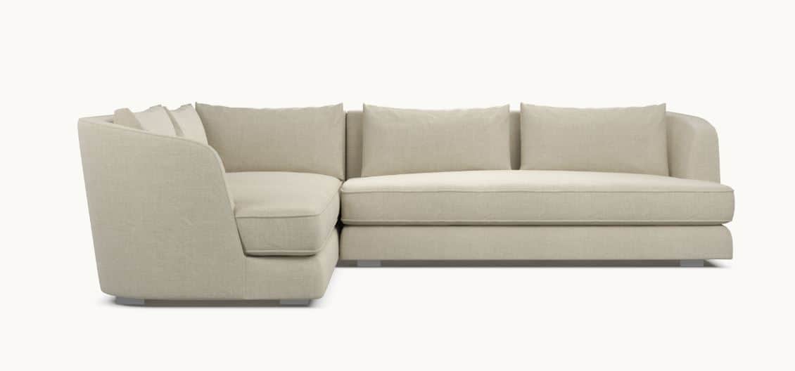 A modern sectional sofa with a light beige fabric upholstery. The sofa features a chaise lounge on t… — free SKP 3D model