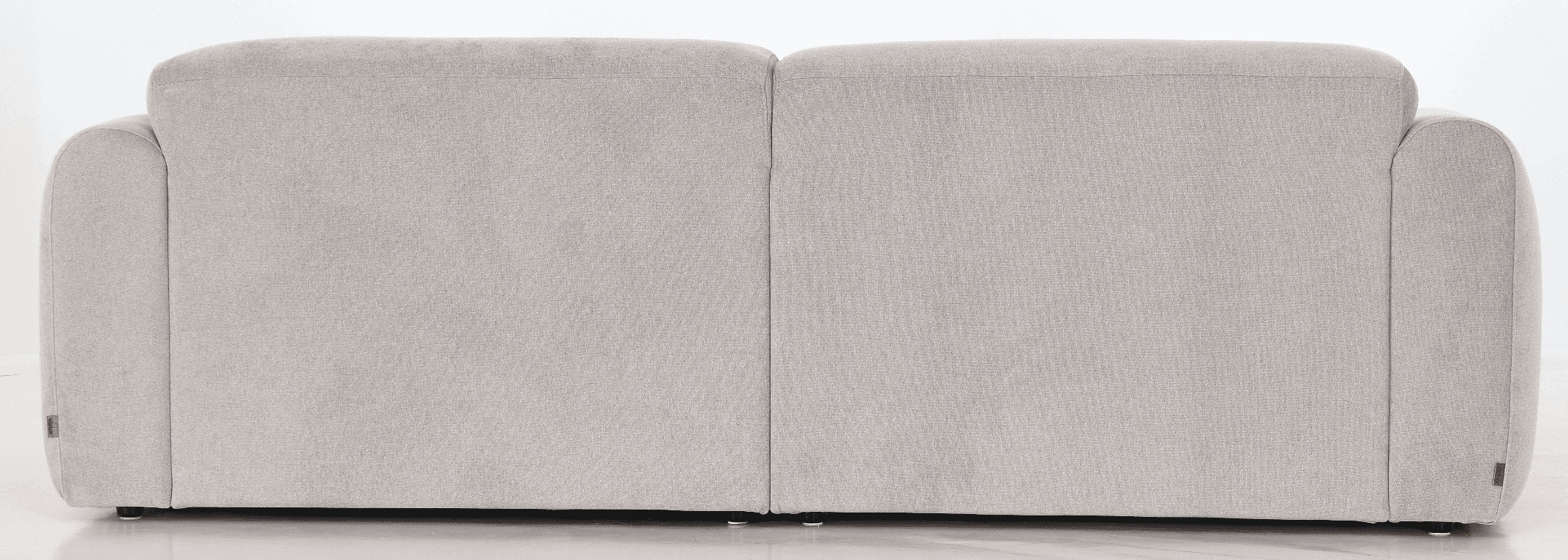 A sofa viewed from the back, featuring a neutral-toned fabric upholstery. The sofa appears to have a… — free GLTF 3D model