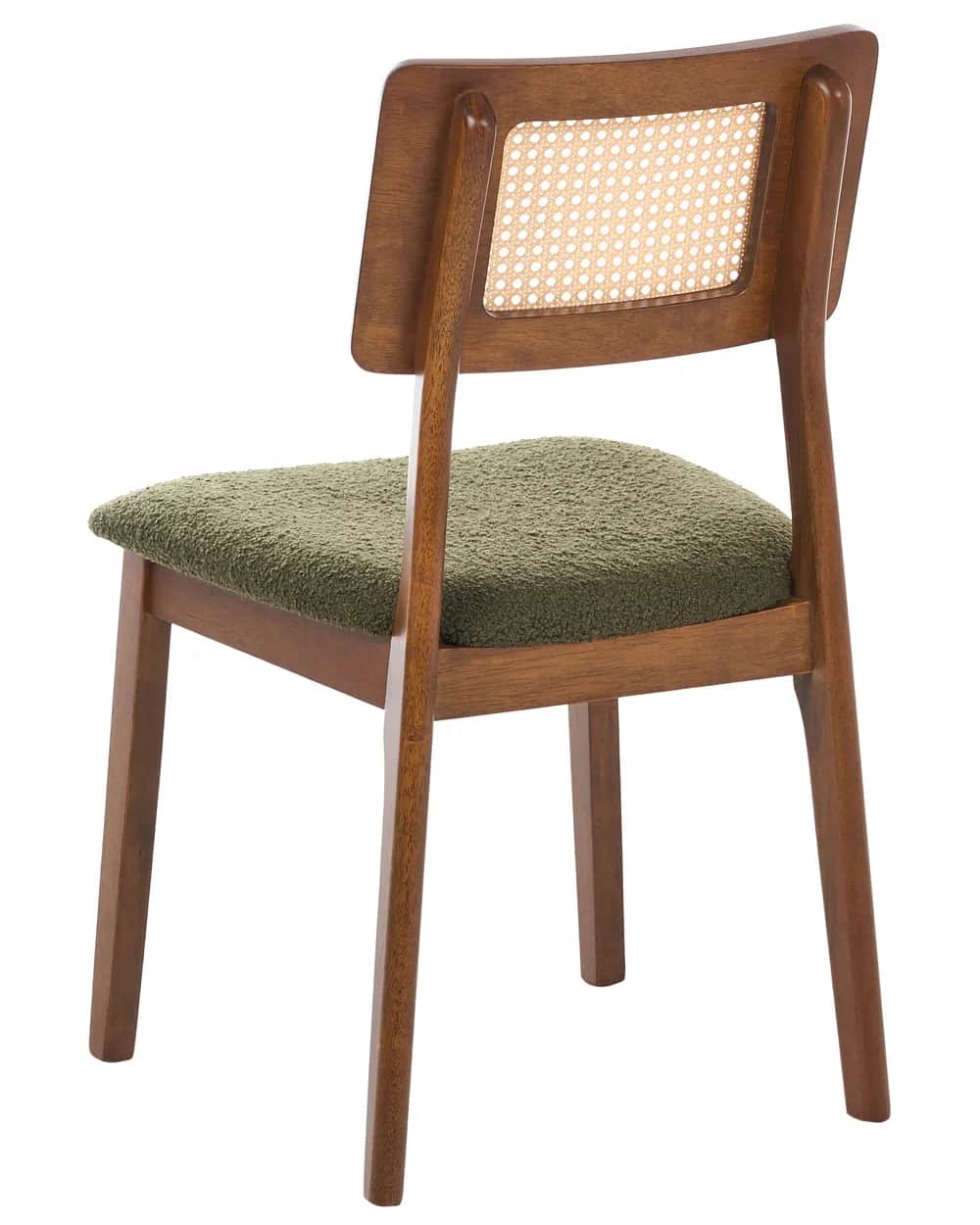 An armless dining chair featuring a mid-century modern design. It has a solid wooden frame with a wa… — 3D model