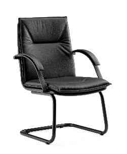 A black office chair with a cantilever base, upholstered in faux leather with padded seat, backrest,… — free BLEND 3D model