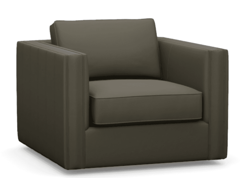 A modern armchair with a cubic silhouette. It features a low profile with thick, straight arms and a… — free OBJ 3D model