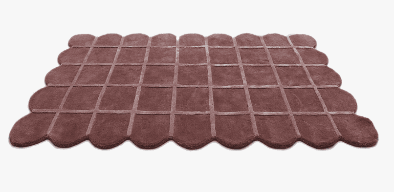 A rectangular rug with a scalloped edge and a grid-like pattern created by raised, lighter-colored l… — 3D model