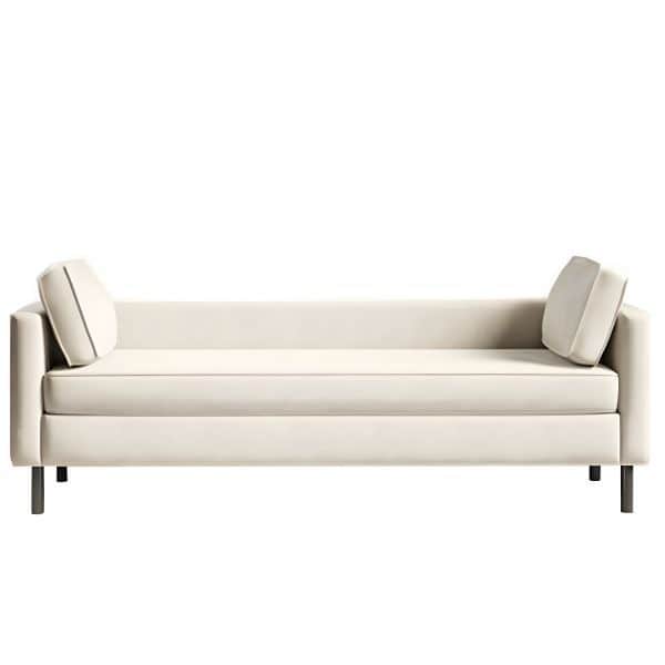 A minimalist, modern sofa upholstered in a light cream fabric, featuring straight, clean lines for i… — free STL 3D model