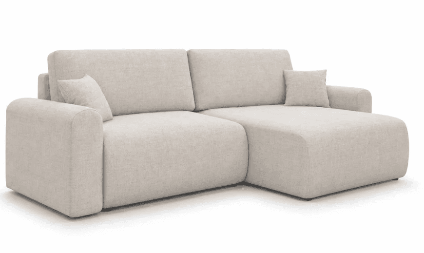 A light beige, two-piece contemporary sectional sofa featuring a right-hand facing chaise lounge and… — 3D model