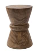 A solid wood stool featuring a distinctive hourglass shape, with a wider base and top tapering towar… — 3D model