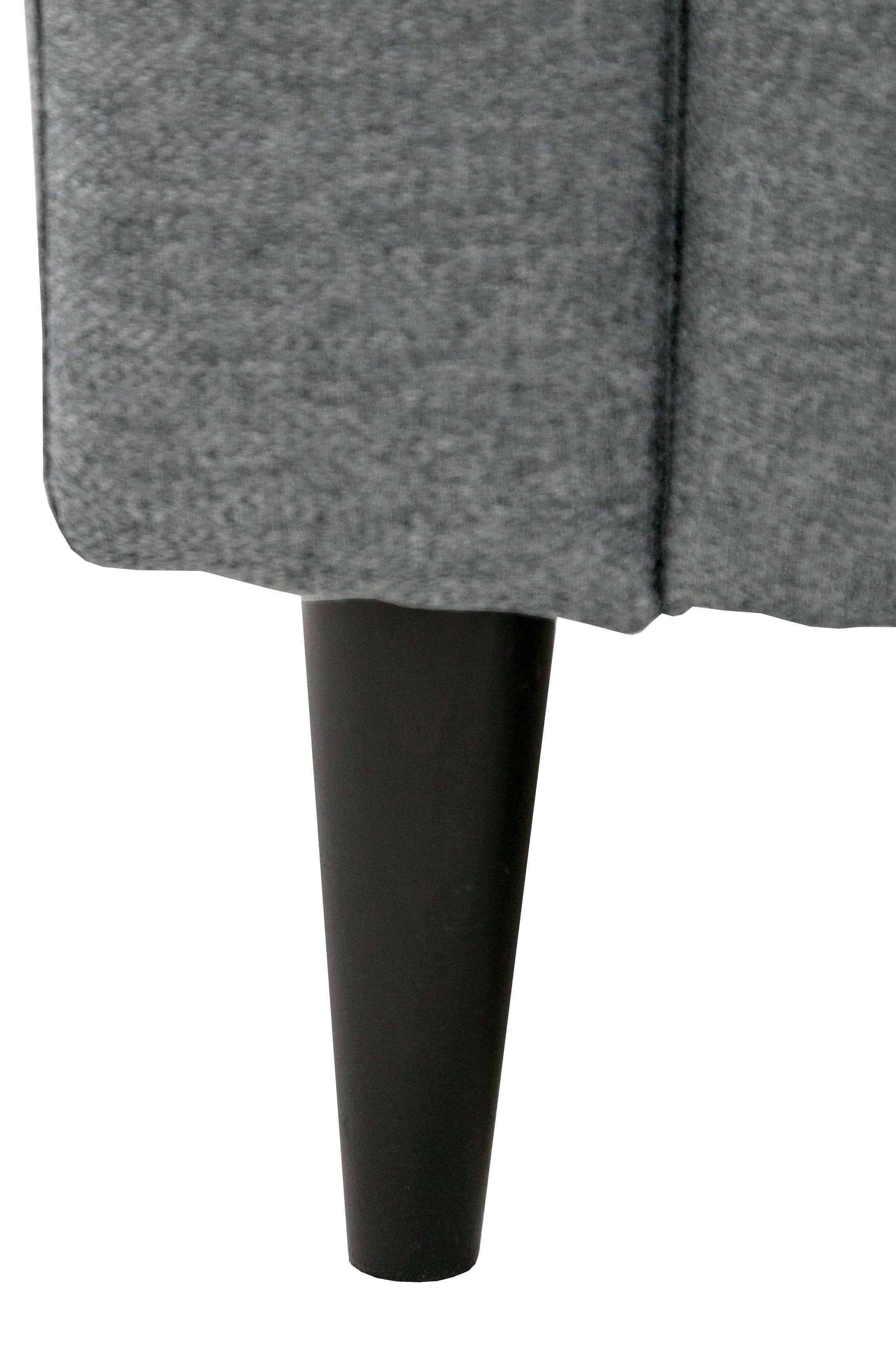 A close-up view of a grey upholstered furniture piece, featuring a vertically ribbed or seamed texti… — free GLTF 3D model