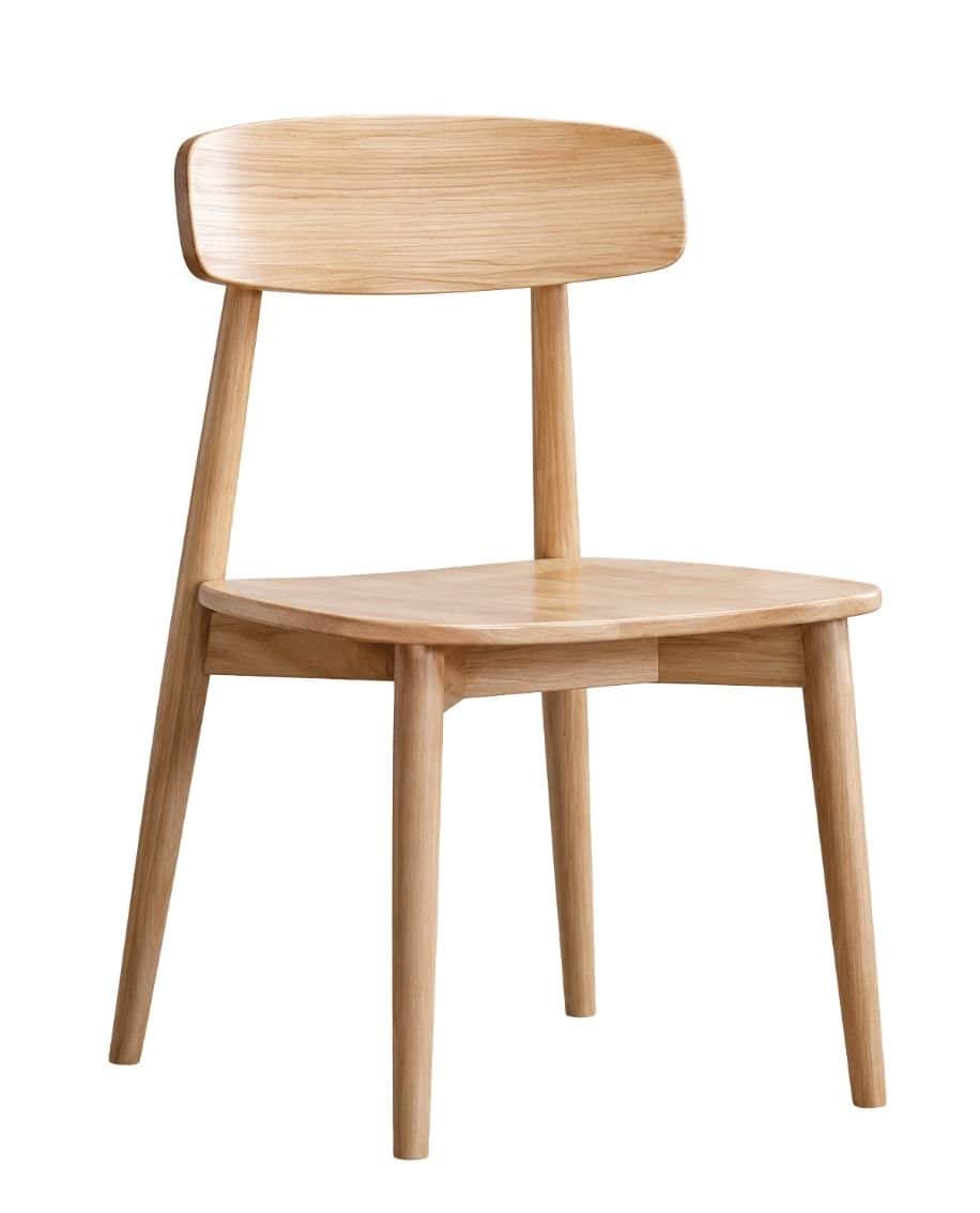 A minimalist dining chair made from light-toned natural wood, featuring a curved backrest and tapere… — 3D model