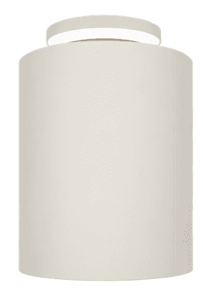 A modern, cylindrical flush mount ceiling light featuring an indirect up-light component. The main b… — 3D model