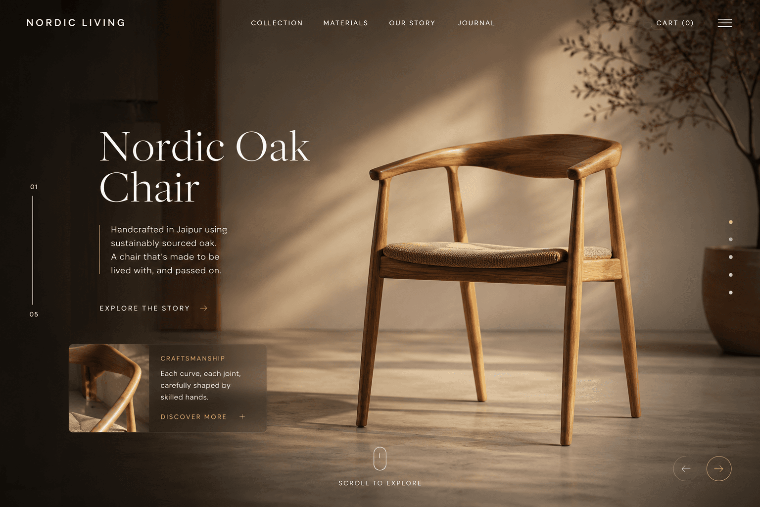 A modern dining armchair featuring a solid light-toned wooden frame and a beige upholstered seat, presented against a white background. — 3D model