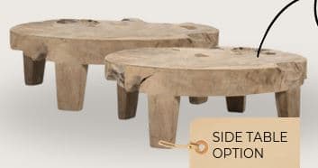 A low, circular stool or plant stand crafted from a thick, natural wood slab, featuring three robust, splayed legs. The top surface exhibits a live edge, irregular shape, and visible natural imperfections, including knots, cracks, and grain patterns. The wood appears weathered and has a light, natural finish. — 3D model