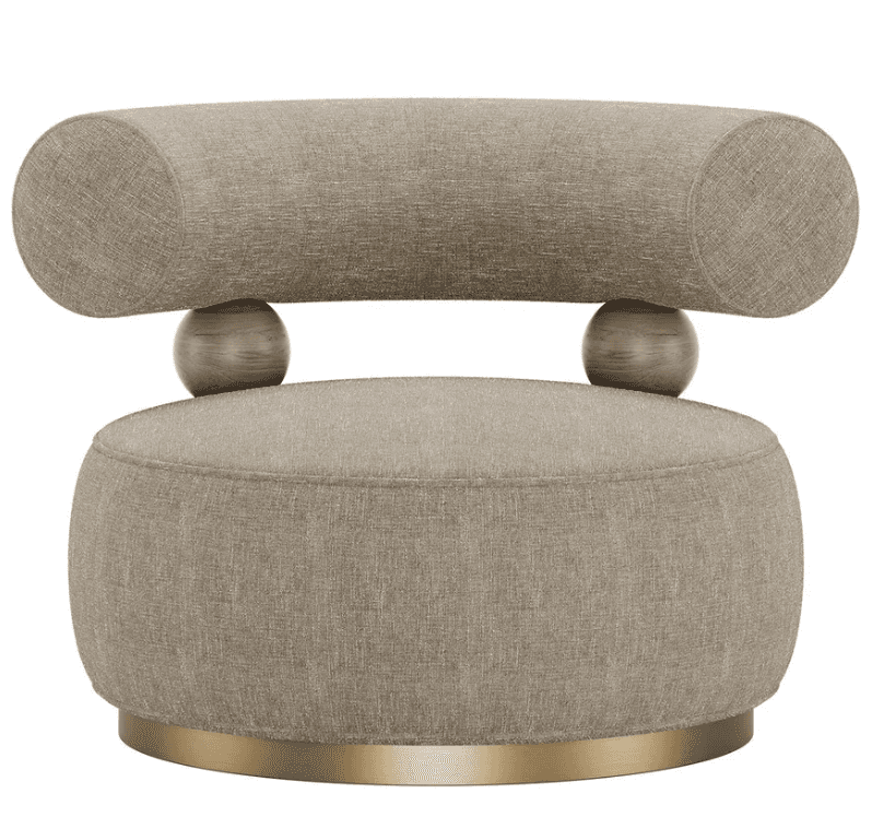 A modern, armless accent chair featuring a round upholstered seat and a separate cylindrical backres… — 3D model