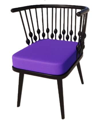 A black accent chair with a curved backrest supported by multiple vertical spindles. The spindles ha… — free OBJ 3D model