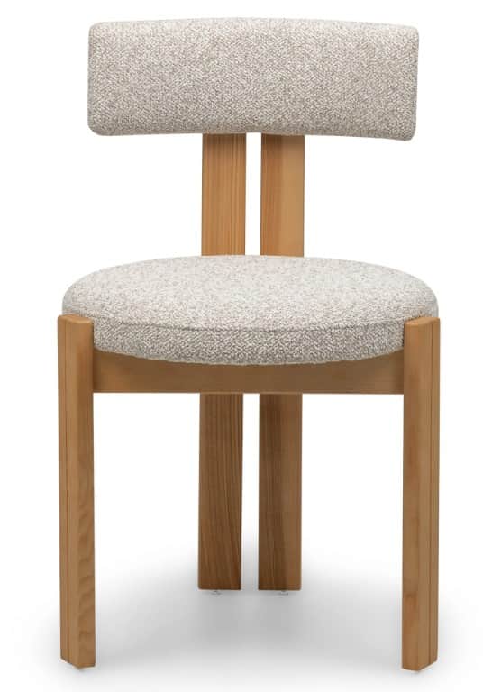 A contemporary armless chair with a light wood frame and neutral-toned fabric upholstery. It feature… — 3D model