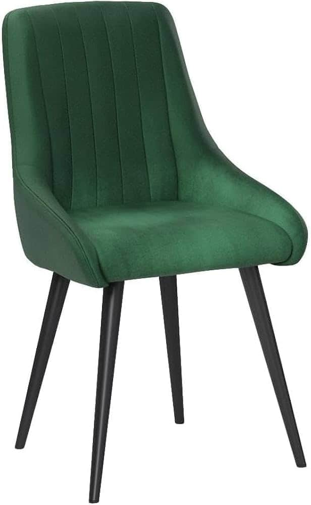 An emerald green velvet upholstered chair with a high back featuring vertical channel tufting and su… — 3D model