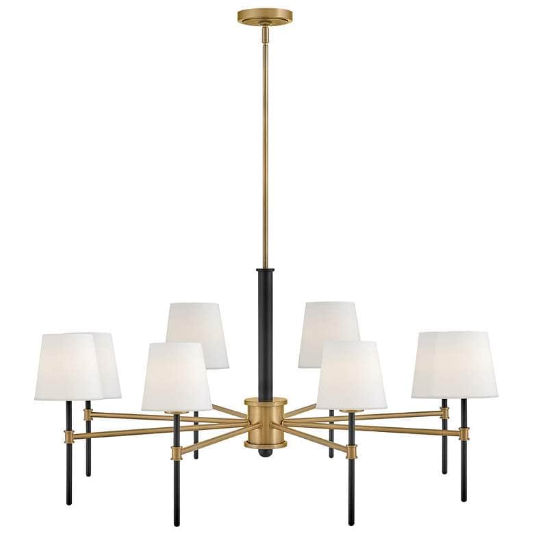 A multi-arm chandelier featuring a central column with radiating arms. It has seven conical-shaped l… — 3D model