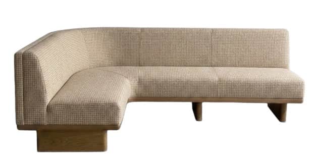 A left-hand facing sectional sofa with a curved corner. The sofa features a textured, neutral-toned… — free SKP 3D model