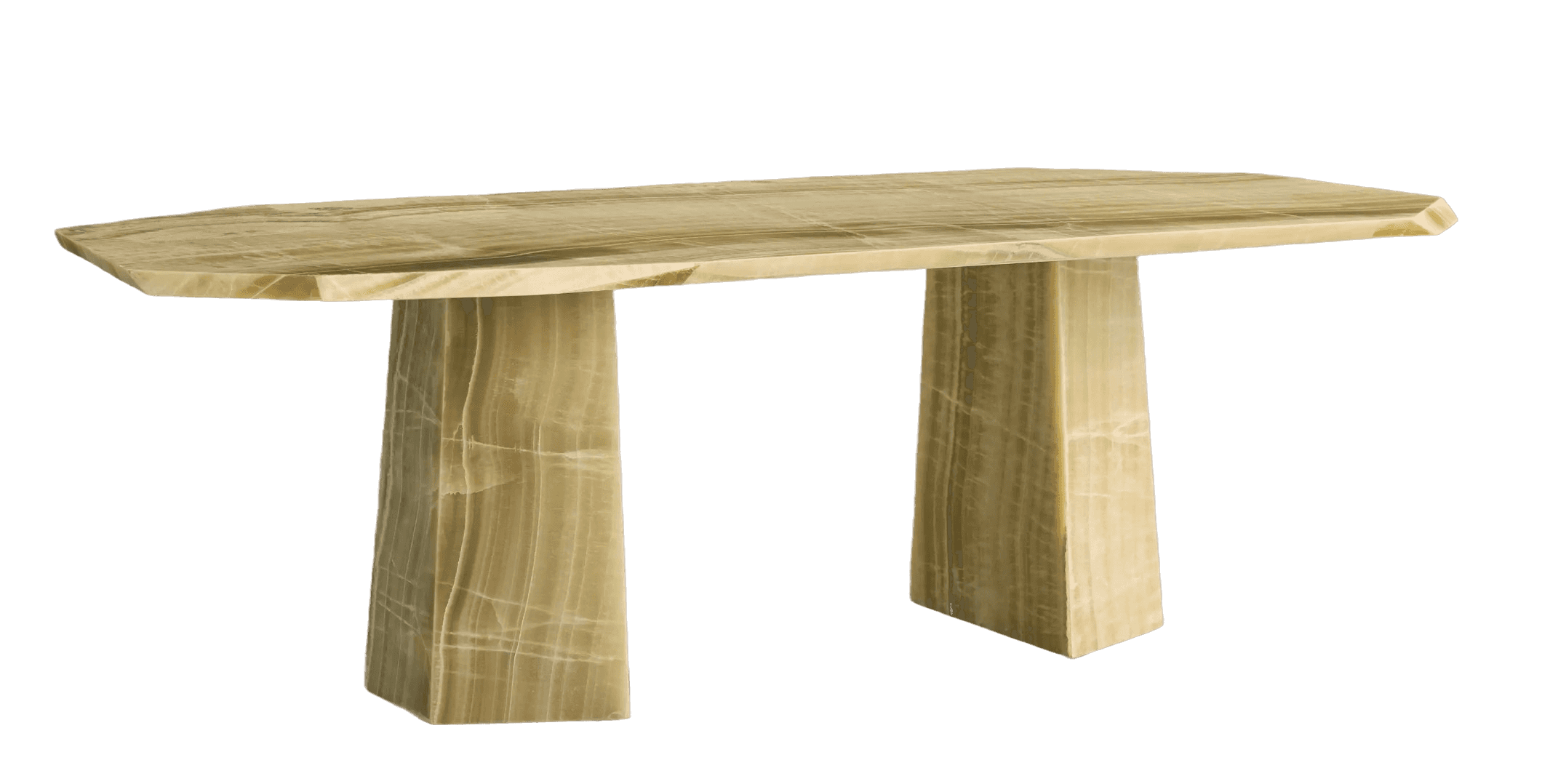 A console table with a rectangular, elongated top and two columnar legs. The piece is constructed fr… — 3D model