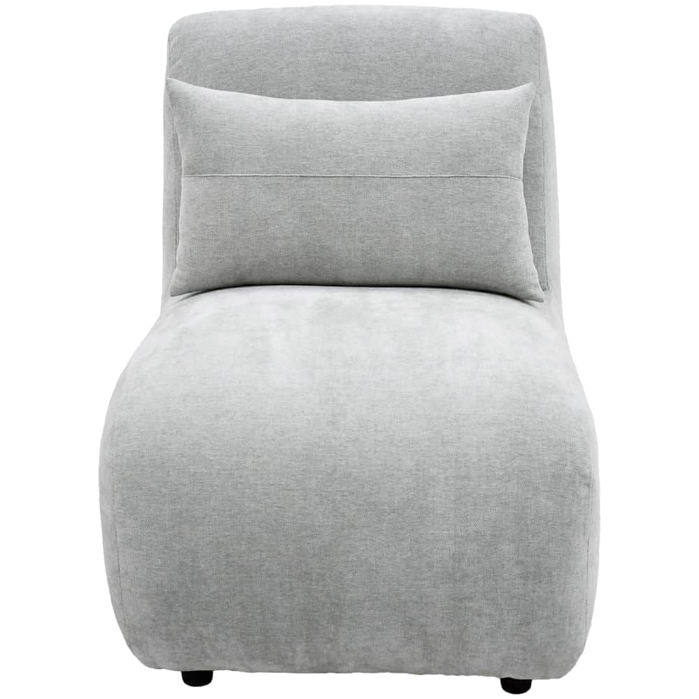 An armless, fully upholstered chaise lounge in a light gray fabric, featuring a clean, minimalist de… — 3D model