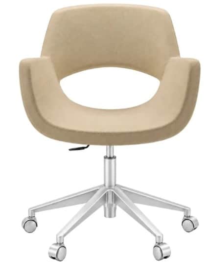 A contemporary swivel desk chair featuring a continuous, scooped seat and backrest design with integ… — free BLEND 3D model