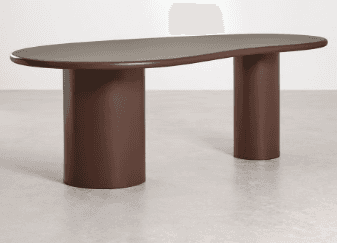 A modern, freeform desk with a dark brown, matte finish. It features an asymmetrical, organic-shaped… — 3D model