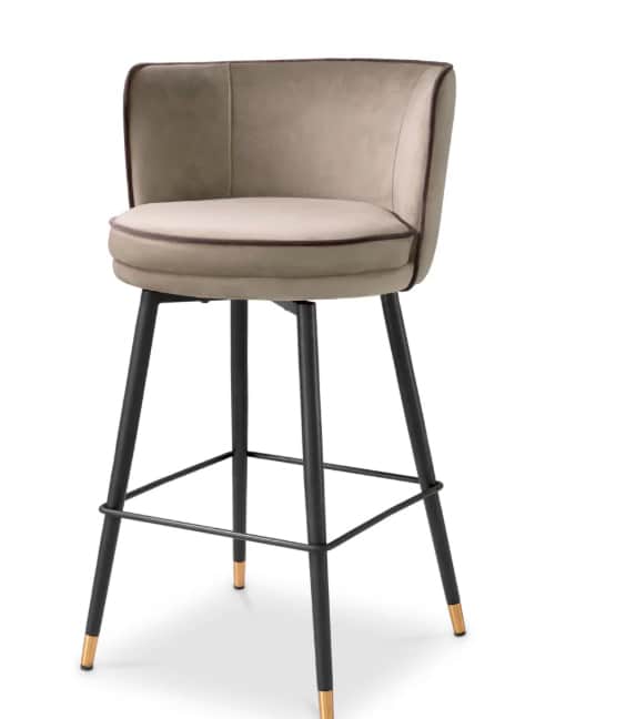 An elegant contemporary bar stool featuring a comfortable upholstered bucket seat in a light beige o… — free SKP 3D model