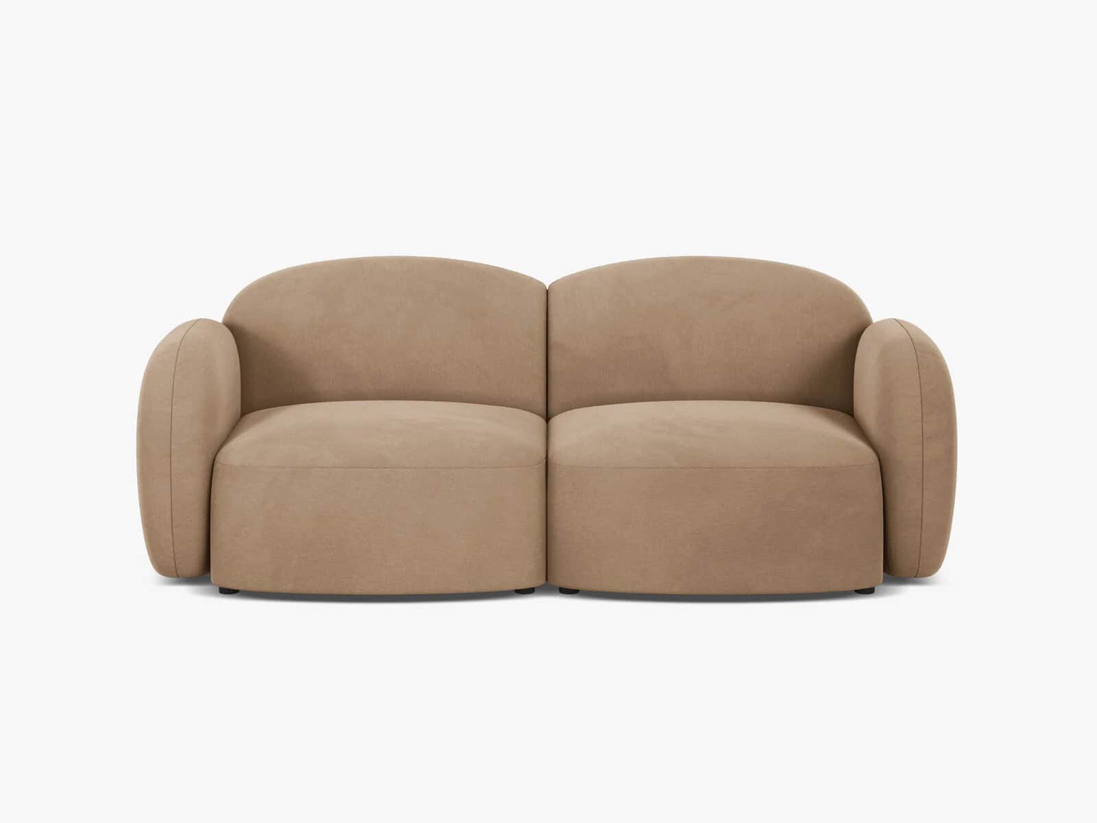 A two-seater sofa with a contemporary design, featuring entirely rounded edges and a plush, upholste… — free GLTF 3D model