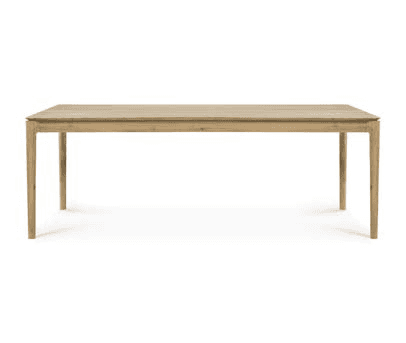 A modern rectangular dining table crafted from light-colored oak wood, featuring a clean tabletop wi… — free GLB 3D model
